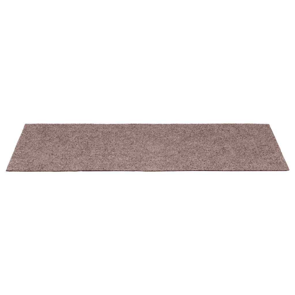 Tapetes de escada autoadesivos 20 peças 65x21x4 cm castanho claro com borda retangular