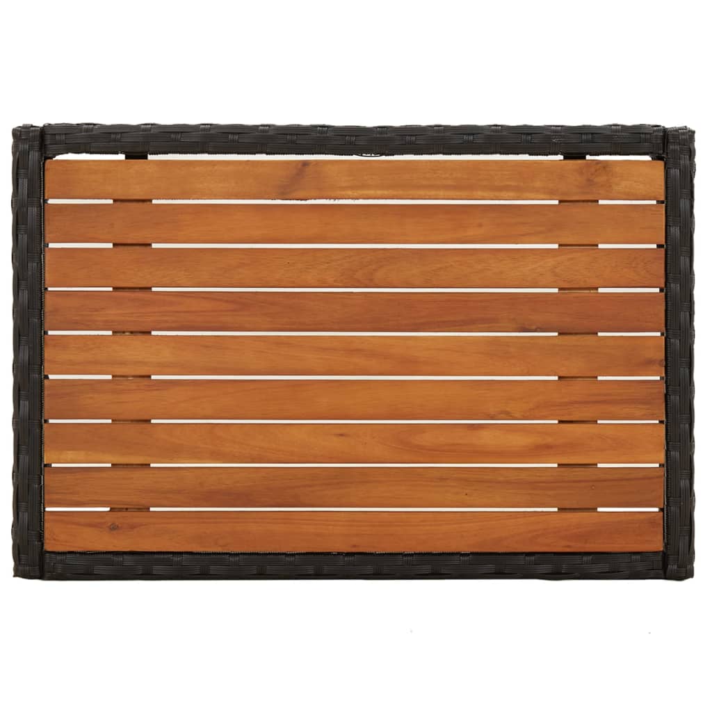 3 Pcs conjunto lounge de jardim c/ almofadões vime PE preto