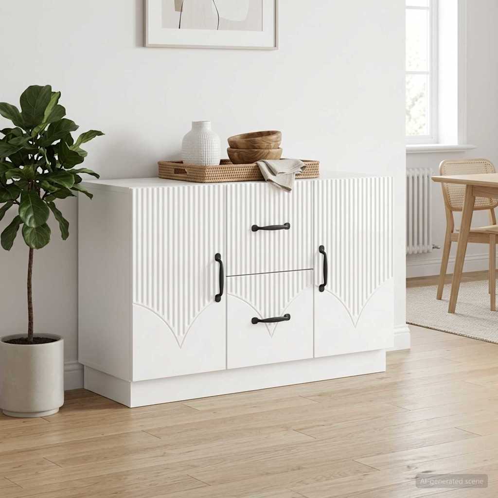 Buffet branco brilhante 89 x 34,5 x 57 cm derivados de madeira