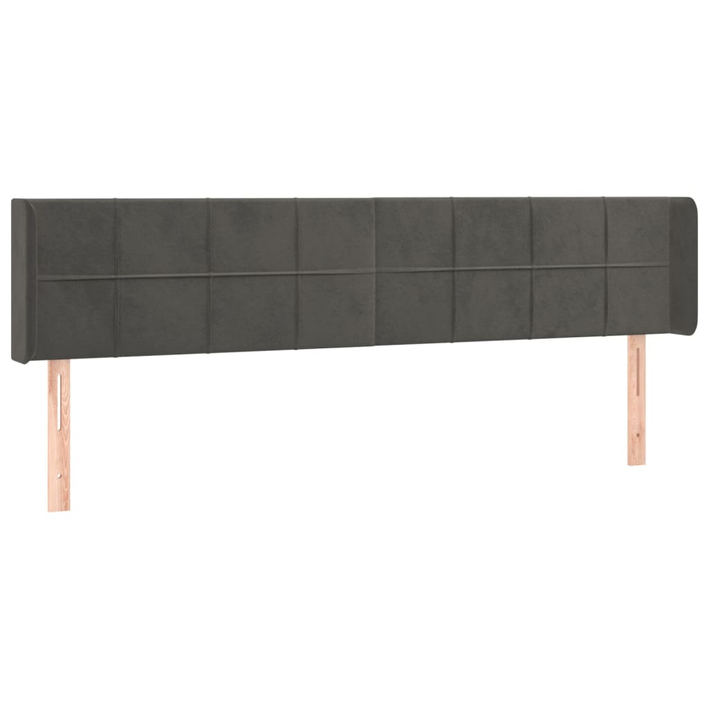 Cabeceira cama c/ luzes LED veludo 163x16x78/88cm cinza-escuro