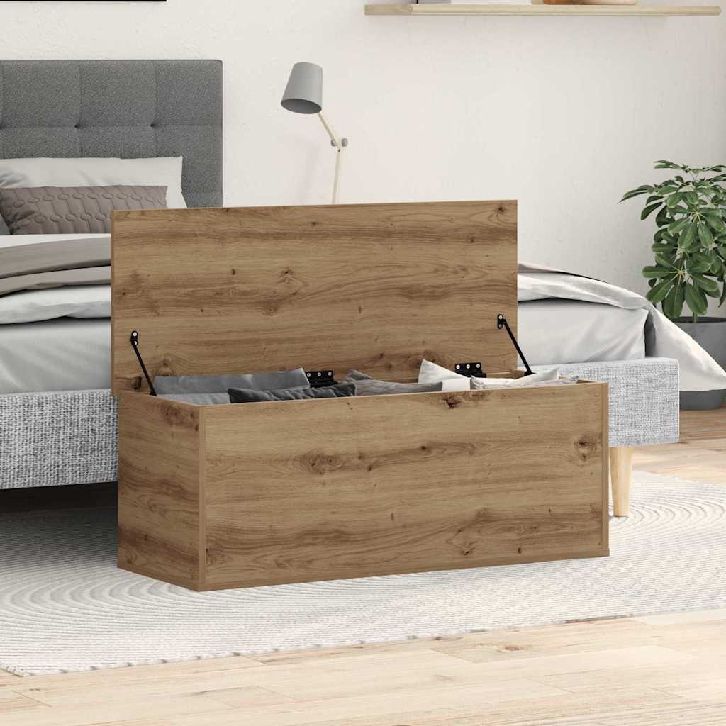 Caixa de armazenamento carvalho artesanal 90 x 35 x 35 cm