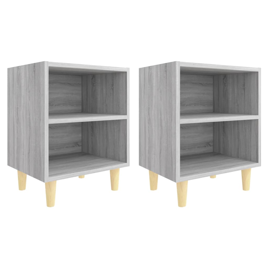 Mesas cabeceira c/ pernas madeira 2pcs 40x30x50 cm sonoma cinza
