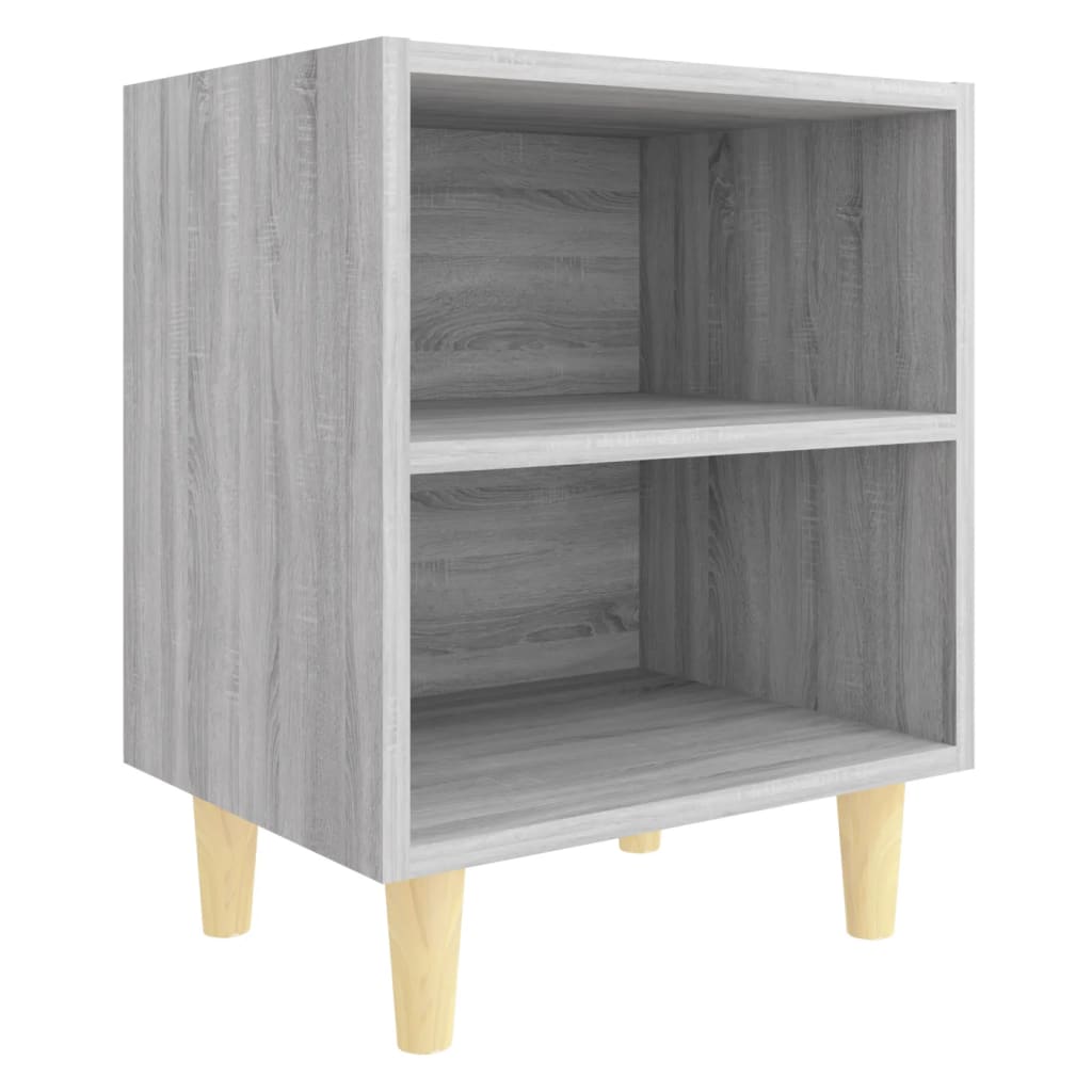 Mesas cabeceira c/ pernas madeira 2pcs 40x30x50 cm sonoma cinza