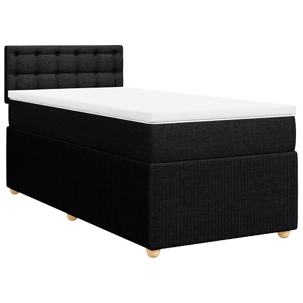 Cama com molas/colchão 80x200 cm tecido preto