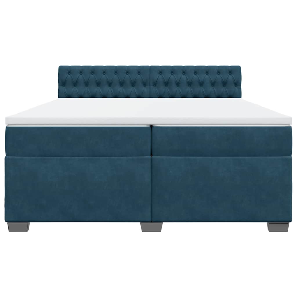 Cama com molas/colchão 200x200 cm veludo azul
