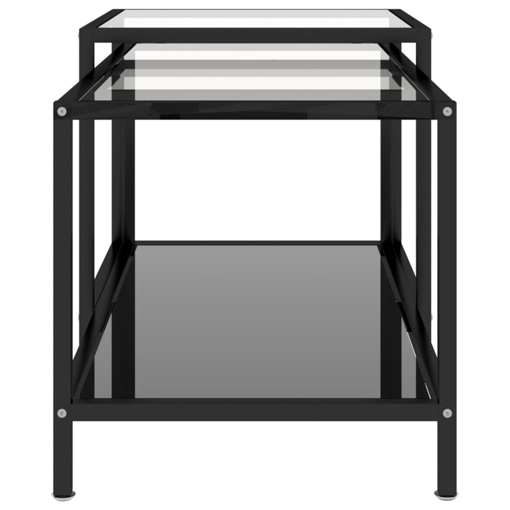 Mesas de centro 2 pcs vidro temperado preto