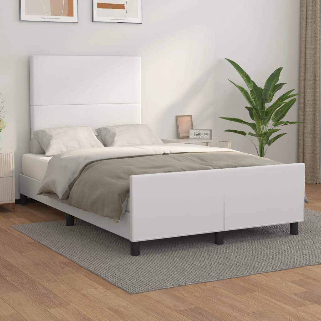 Estrutura de cama sem colchão 120x190cm couro do falso branco