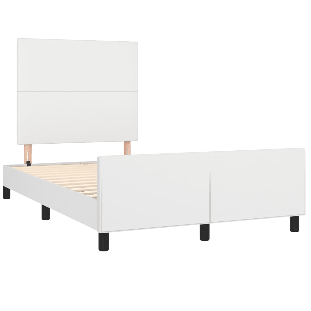 Estrutura de cama sem colchão 120x190cm couro do falso branco