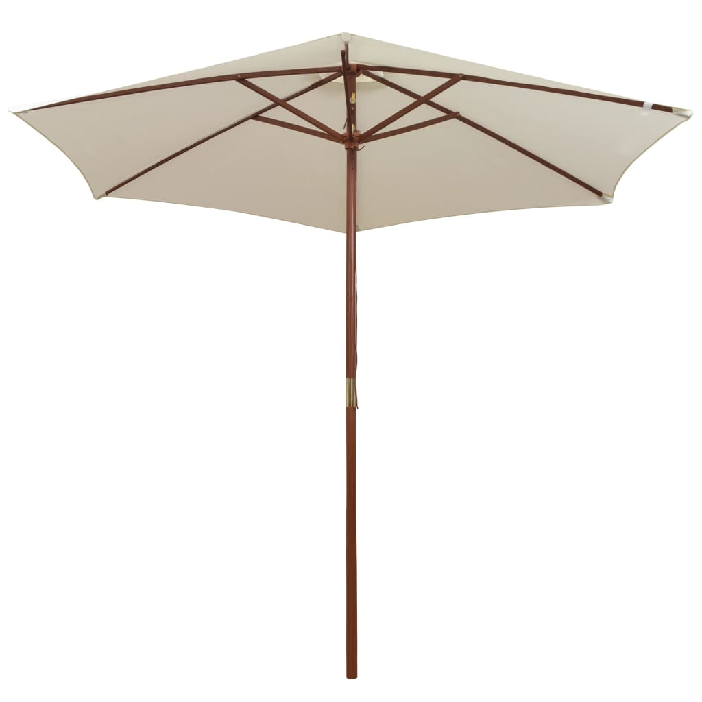Guarda-sol com mastro em madeira 270x270 cm branco nata