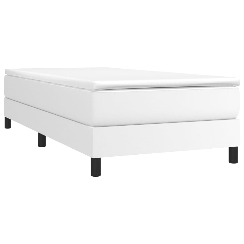 Estrutura de cama com molas 100x200 cm couro artificial branco