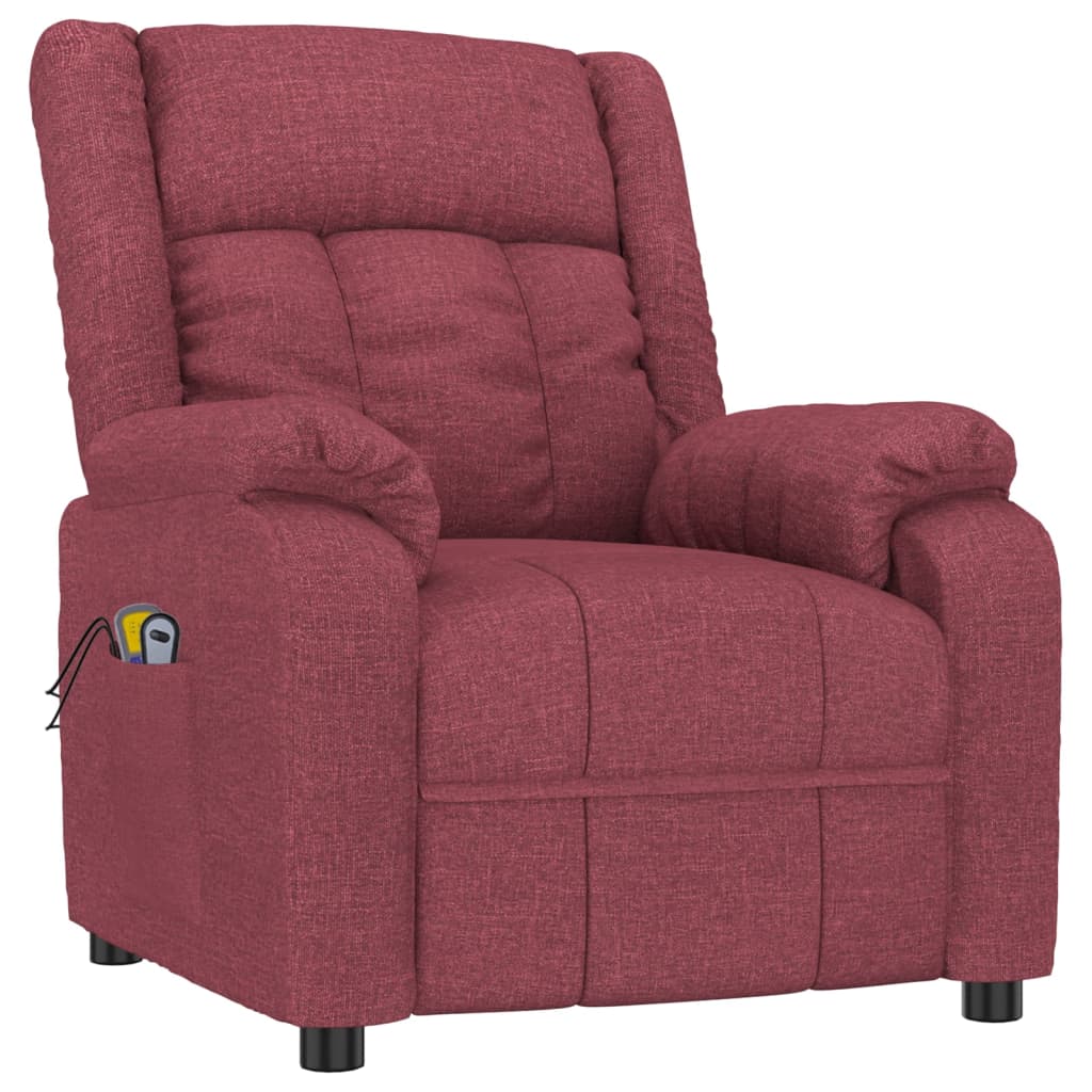 Poltrona de massagens elétrica reclinável tecido vermelho tinto