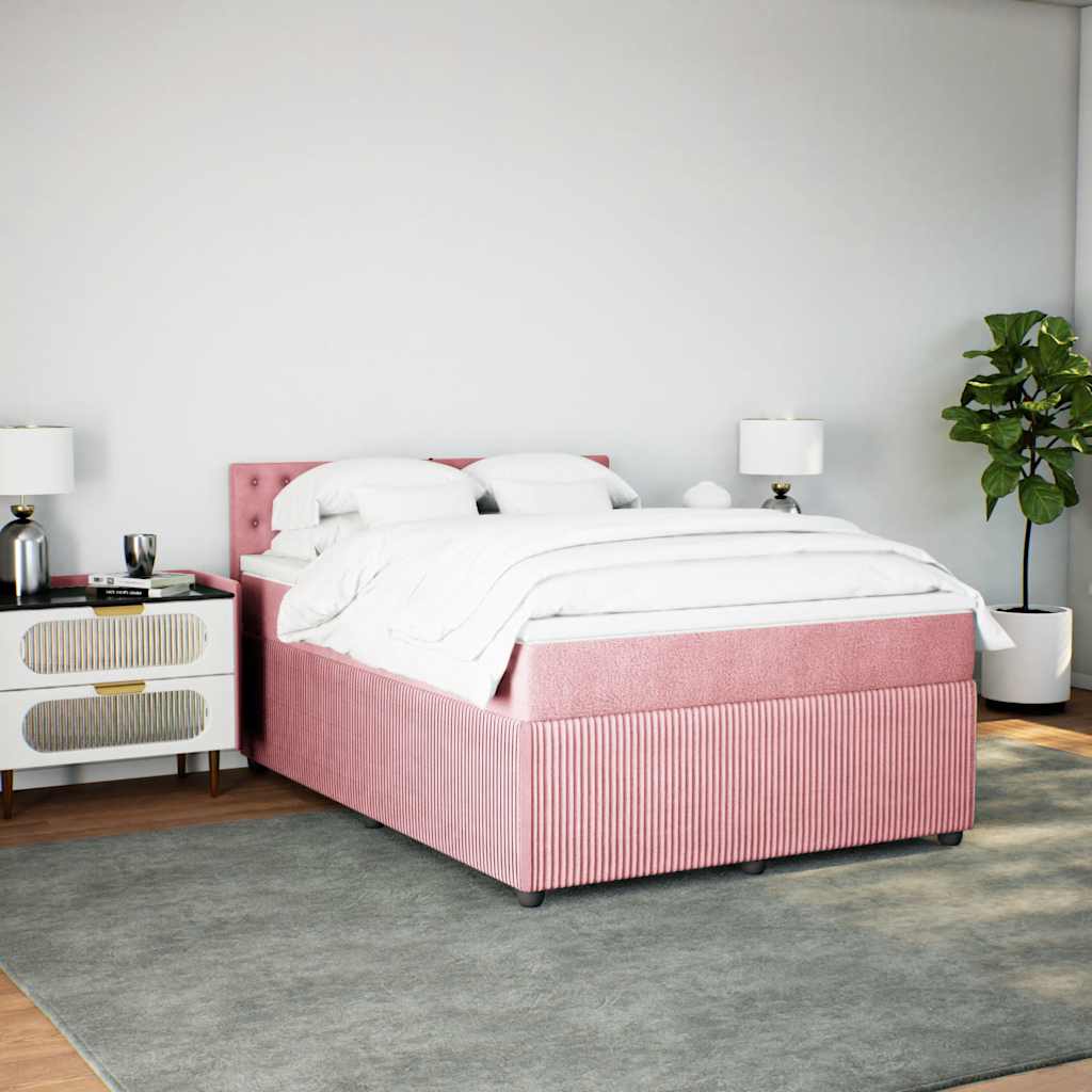 Cama com molas/colchão 140x200 cm veludo rosa