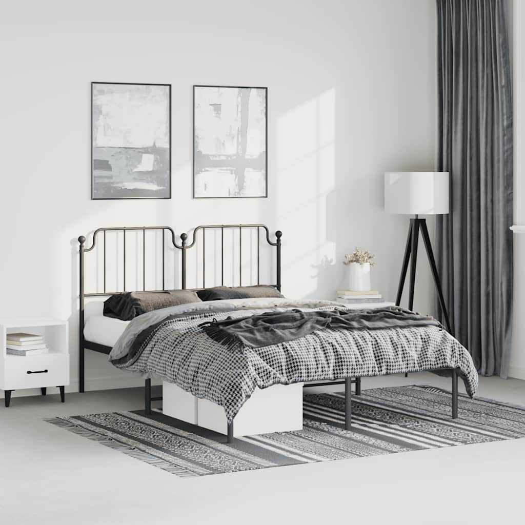 Estrutura de cama em metal com cabeceira 150x200 cm preto