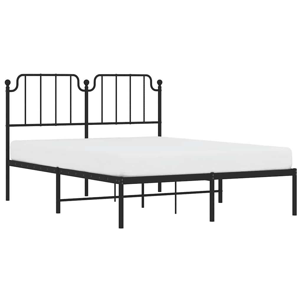 Estrutura de cama em metal com cabeceira 150x200 cm preto