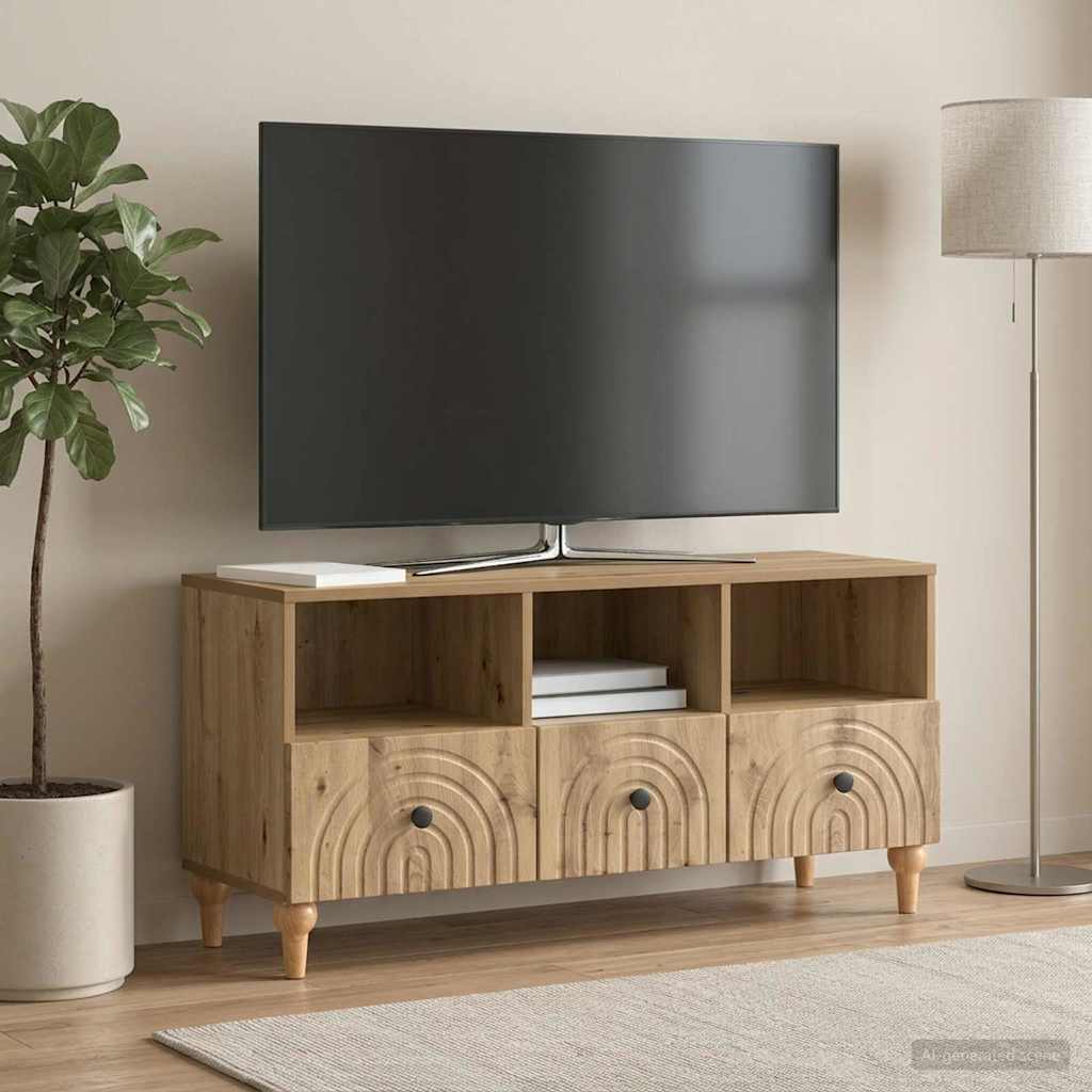 Gabinete para TV 102 x 34,5 x 50 cm carvalho artesanal