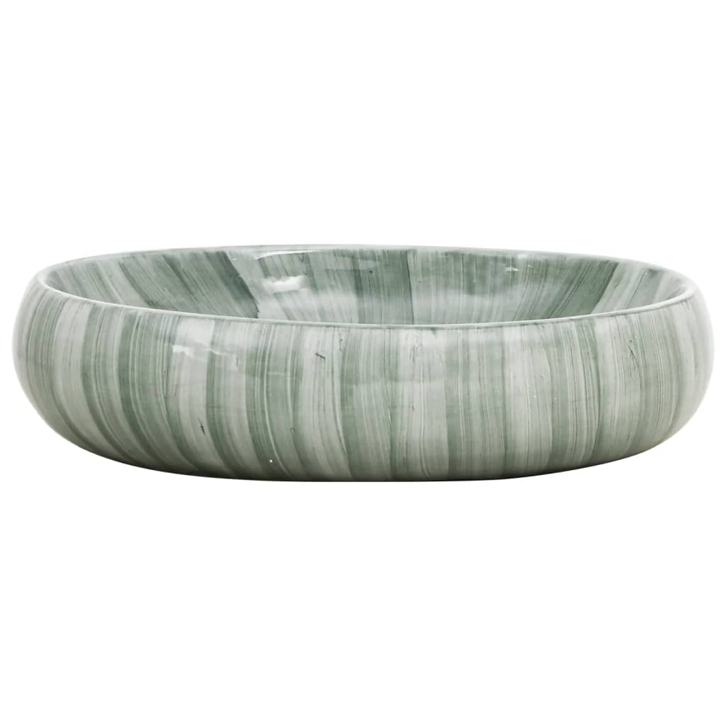 Lavatório de bancada oval 59x40x15 cm cerâmica verde