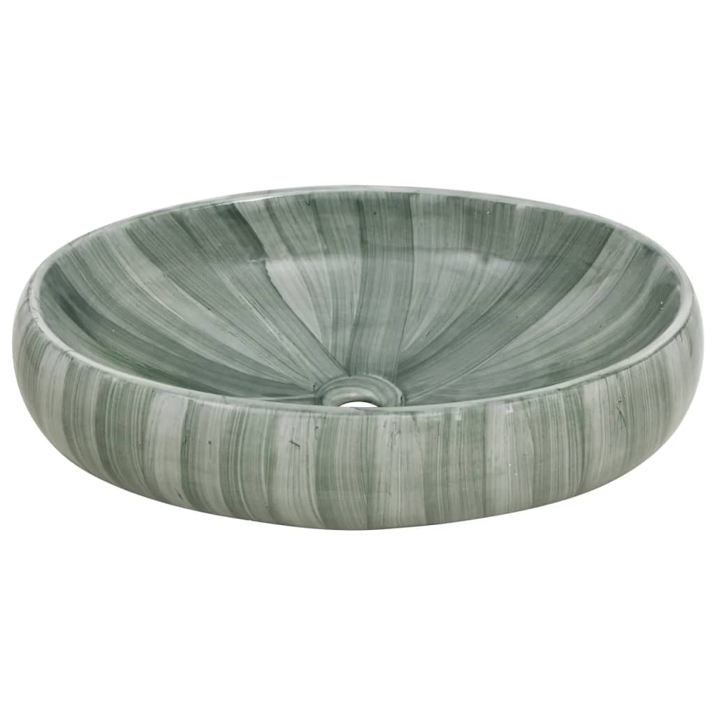 Lavatório de bancada oval 59x40x15 cm cerâmica verde