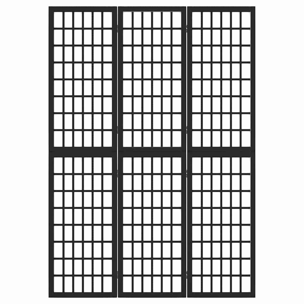 Biombo dobrável com 3 painéis estilo japonês 120x170 cm preto