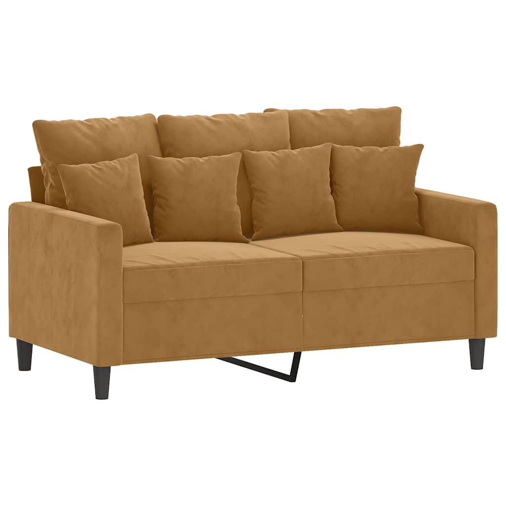 3 Pcs conjunto de sofás com almofadões veludo castanho