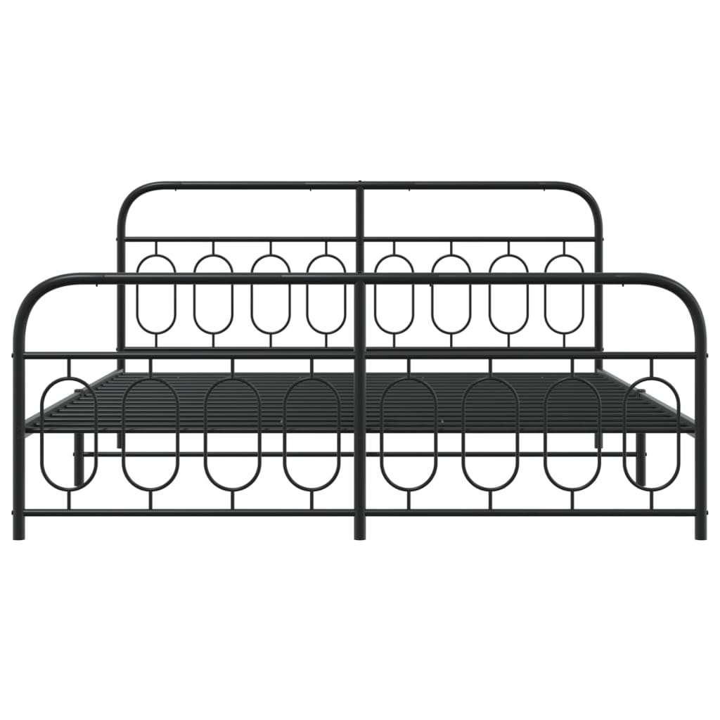 Estrutura de cama com cabeceira e pés 183x213 cm metal preto