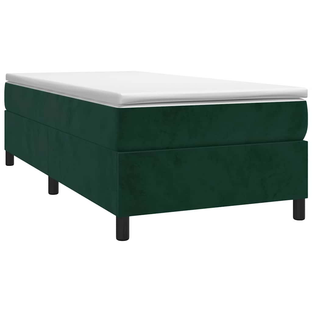 Cama com molas/colchão 80x200 cm veludo verde-escuro