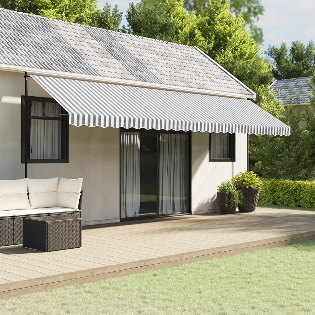 Tecido de substituição para sanefa de toldo 600 cm riscas antracite/branco