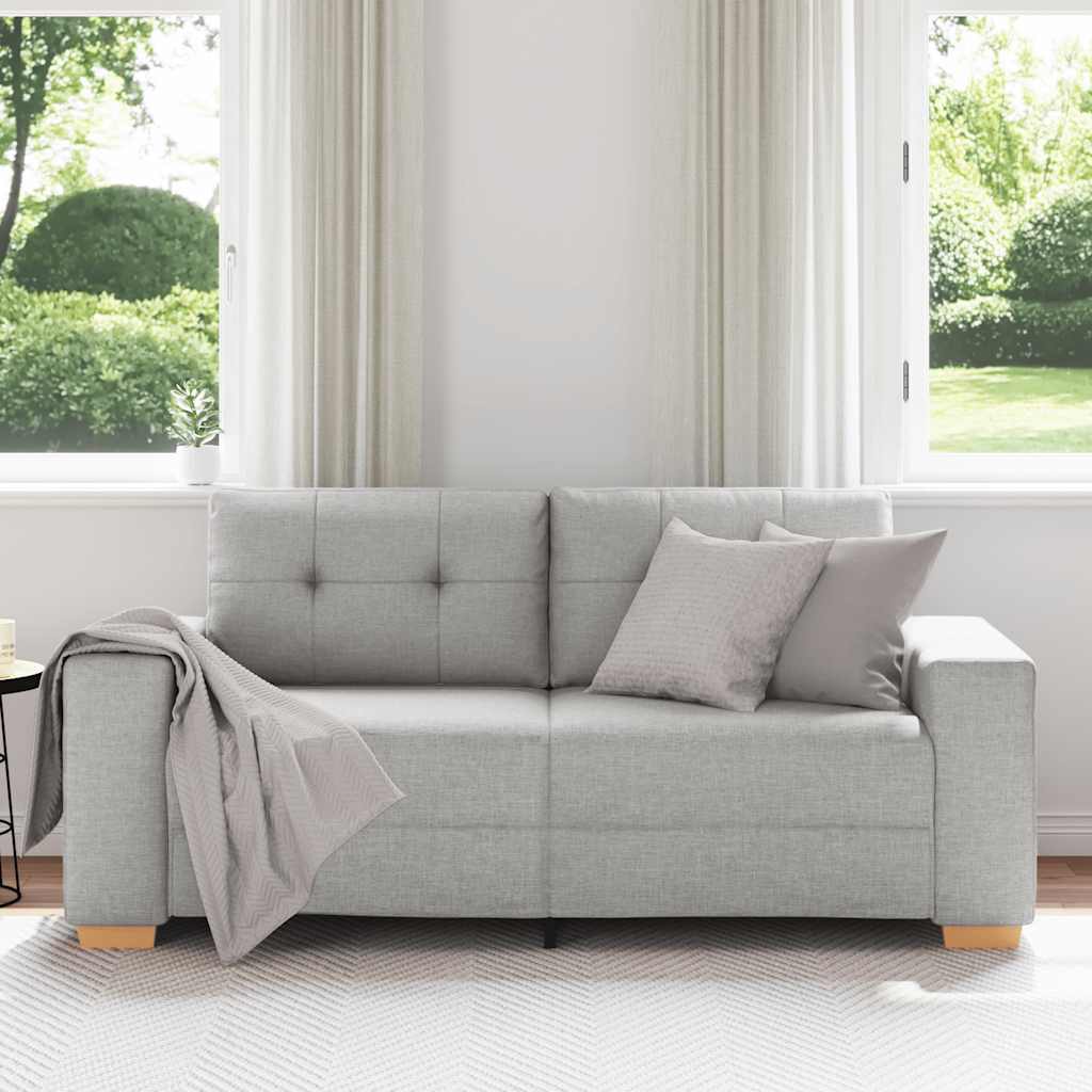 Sofá de dois lugares na cor cinza nuvem, 180x77x82 cm, em tecido