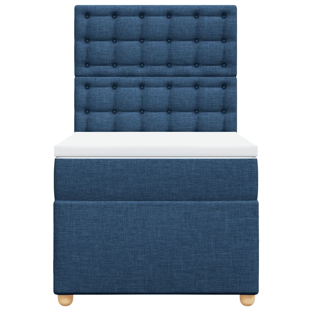 Cama com molas/colchão 90x190 cm tecido azul