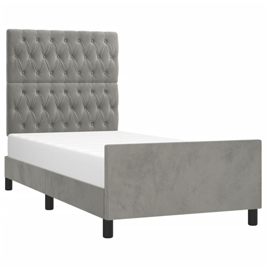 Estrutura de cama sem colchão 90x200 cm veludo cinzento-claro