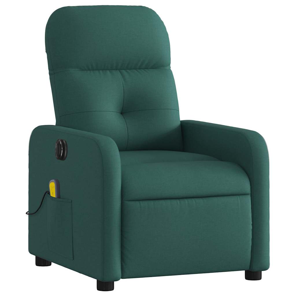 Poltrona reclinável de massagens elétrica tecido verde-escuro