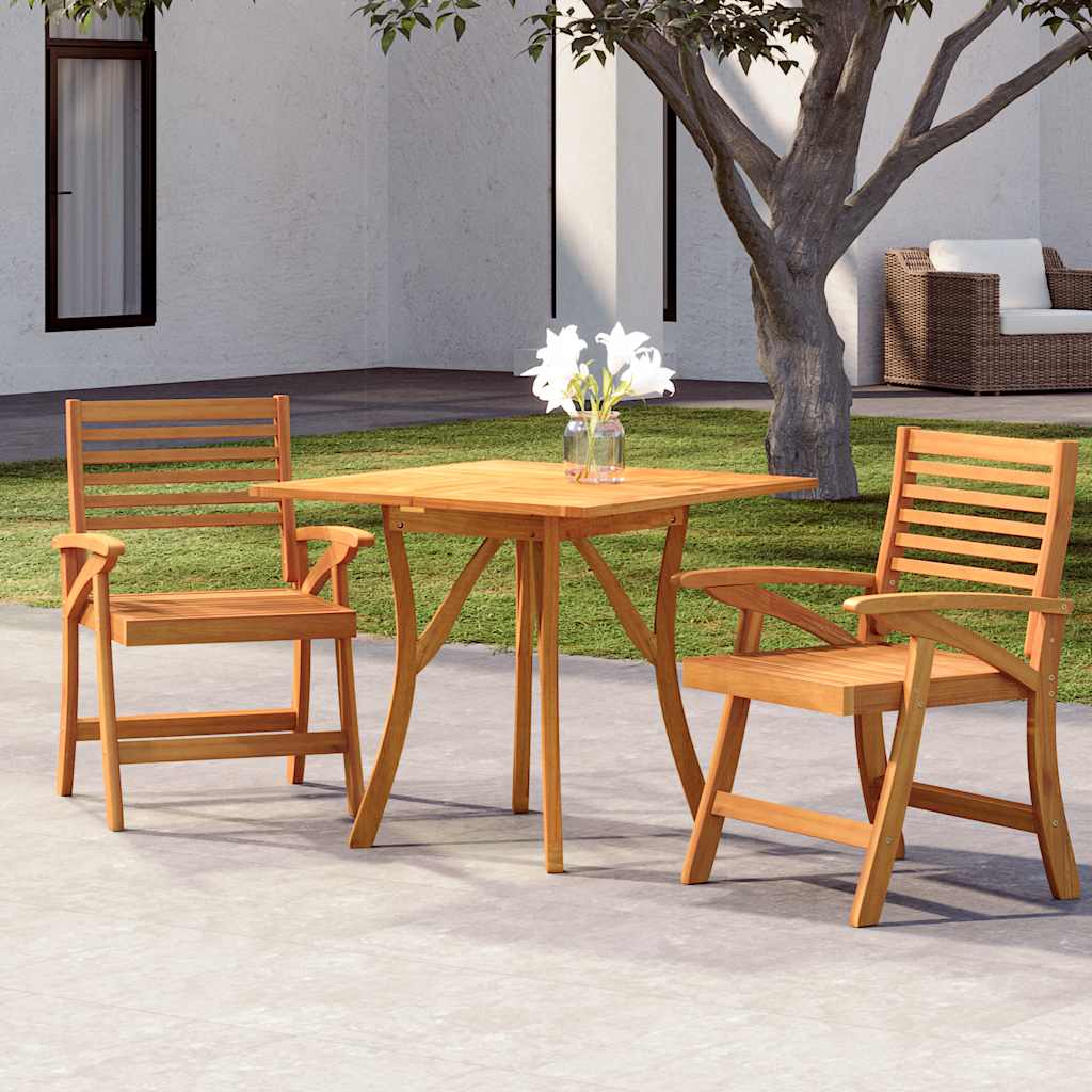 3 Pcs conjunto de jantar para jardim madeira de acácia maciça