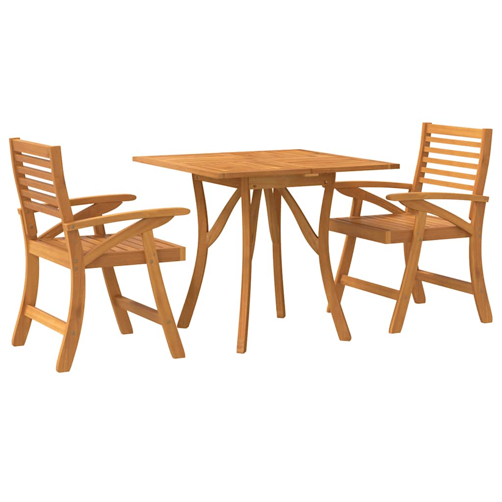 3 Pcs conjunto de jantar para jardim madeira de acácia maciça