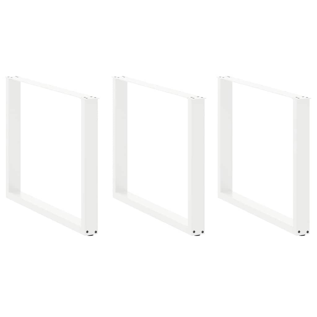 Pés de mesa de jantar em forma de u, 3 peças, branco, 100x (72-73) cm, aço