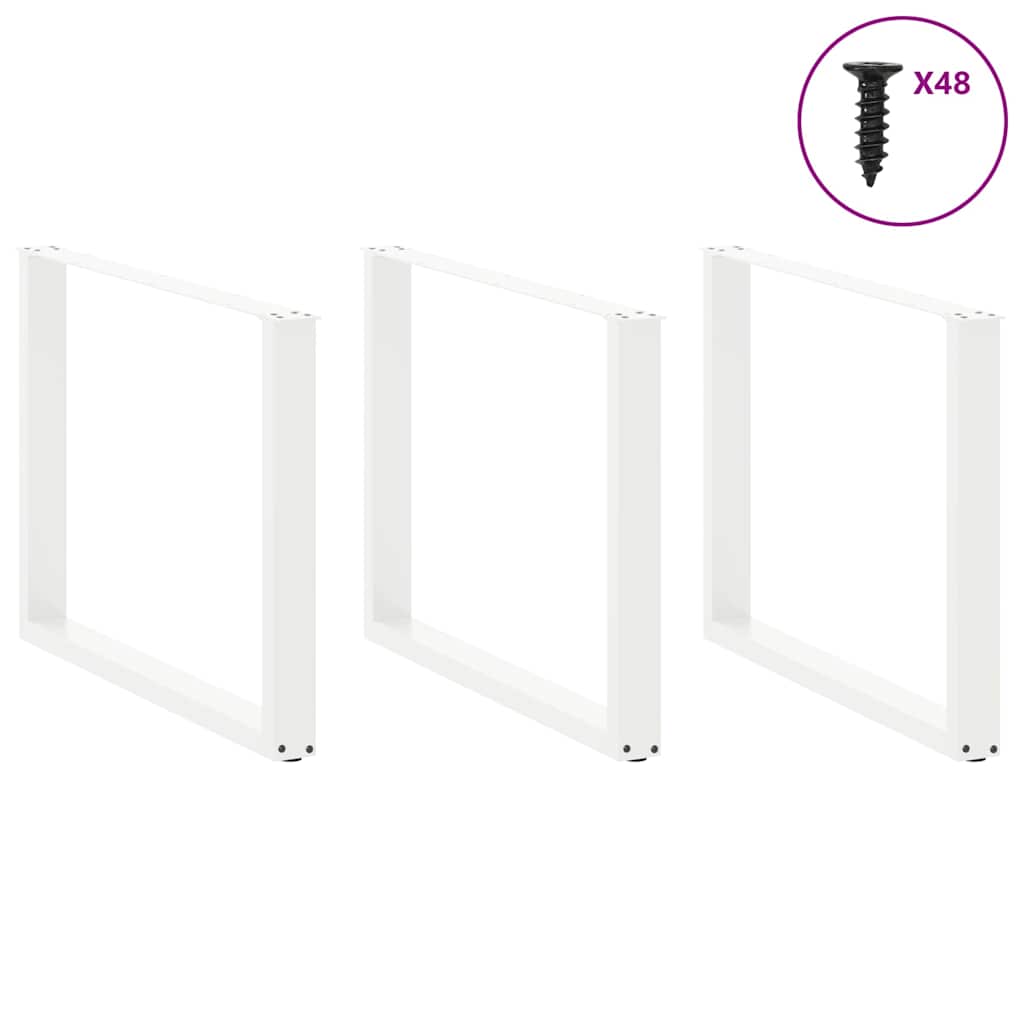 Pés de mesa de jantar em forma de u, 3 peças, branco, 100x (72-73) cm, aço