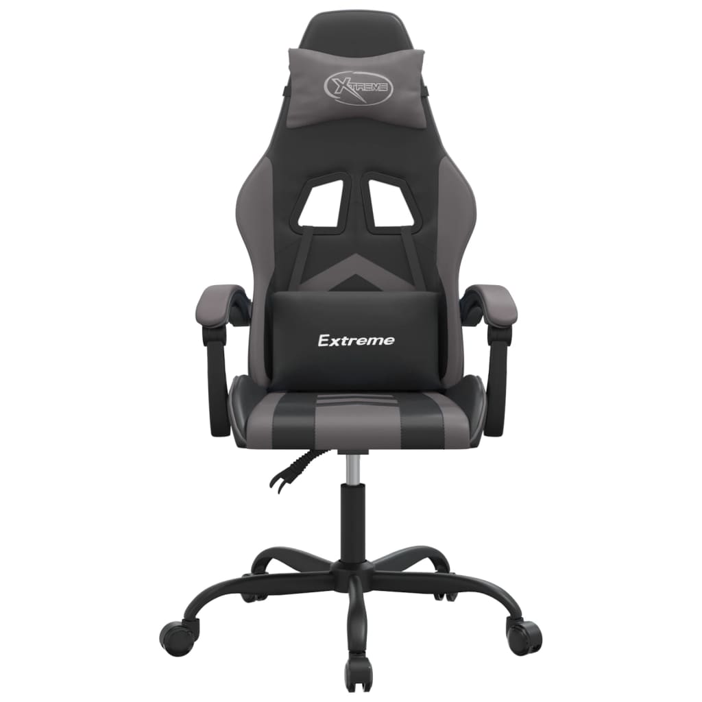 Cadeira gaming couro artificial preto e cinzento