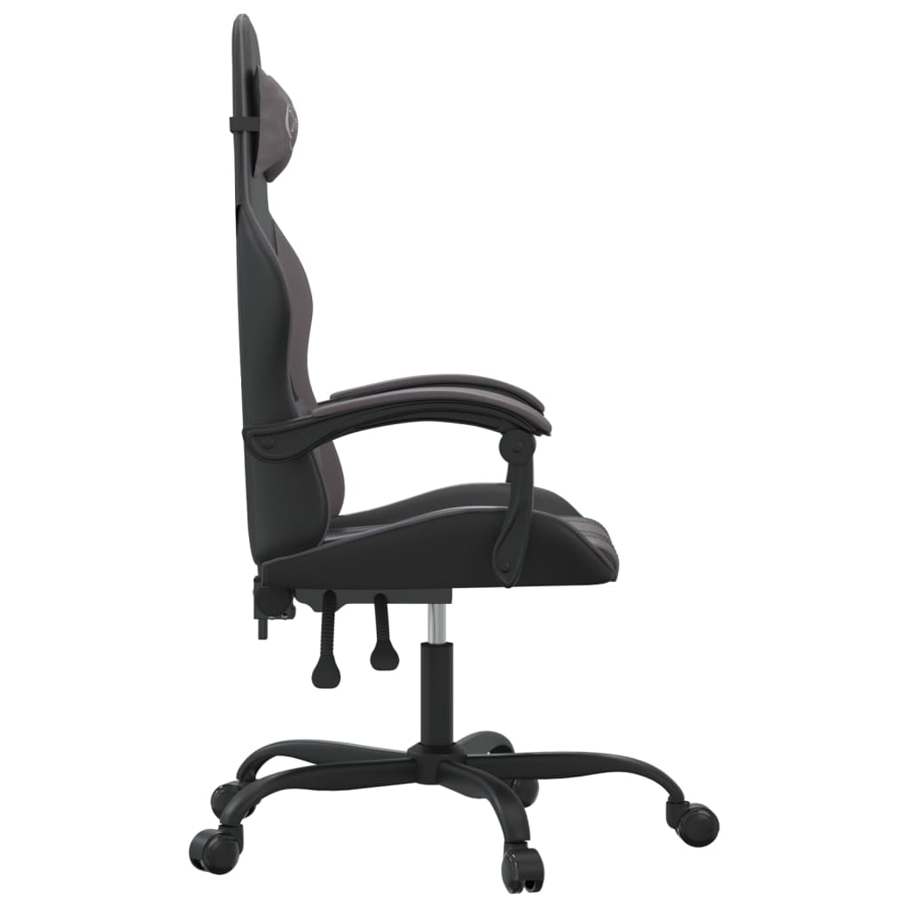 Cadeira gaming couro artificial preto e cinzento