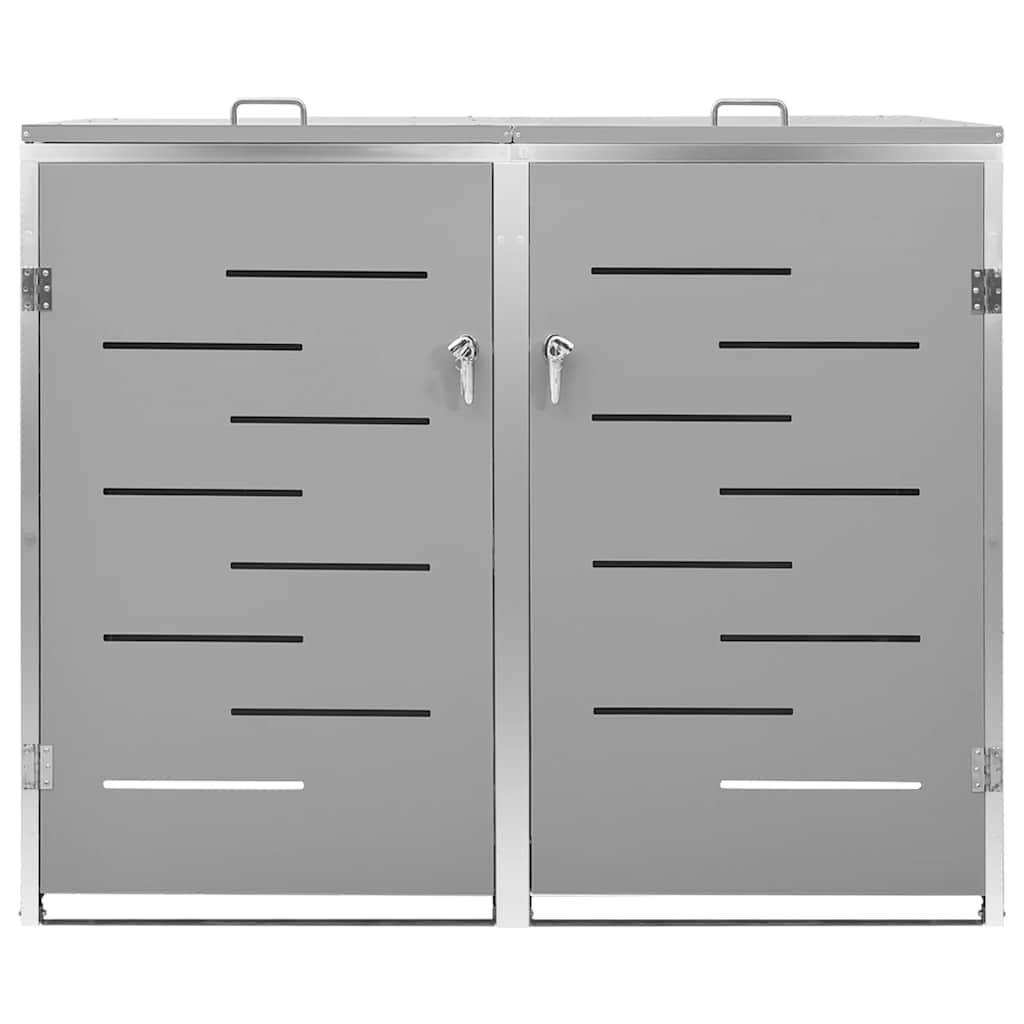 Abrigo duplo para caixote do lixo 138x77,5x115 cm aço inox