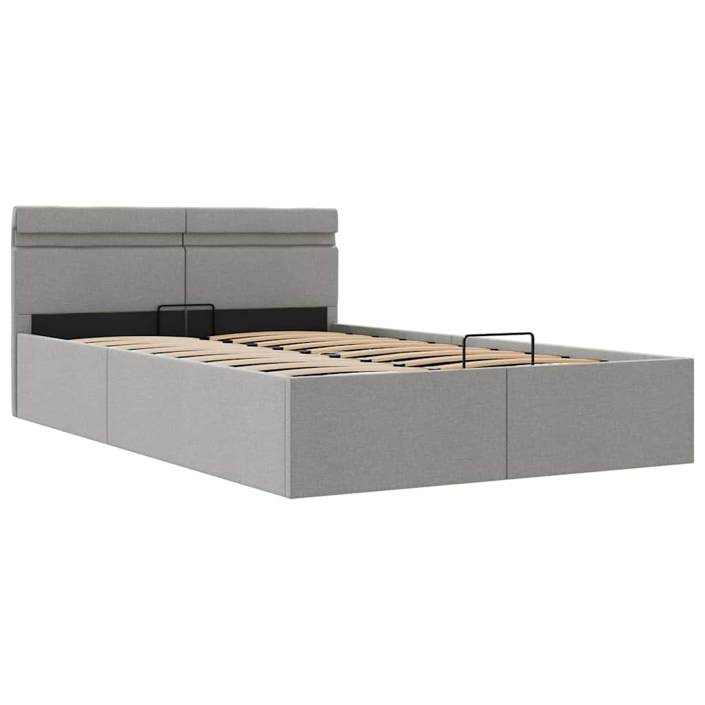 Cama hidráulica c/ arrumação LED 120x200 cm tecido cinza-claro