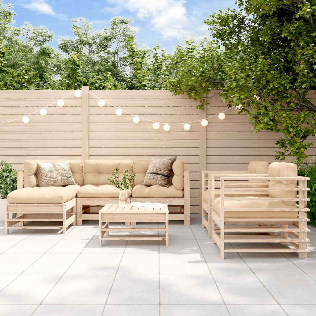 7 Pcs conjunto lounge de jardim pinho maciço