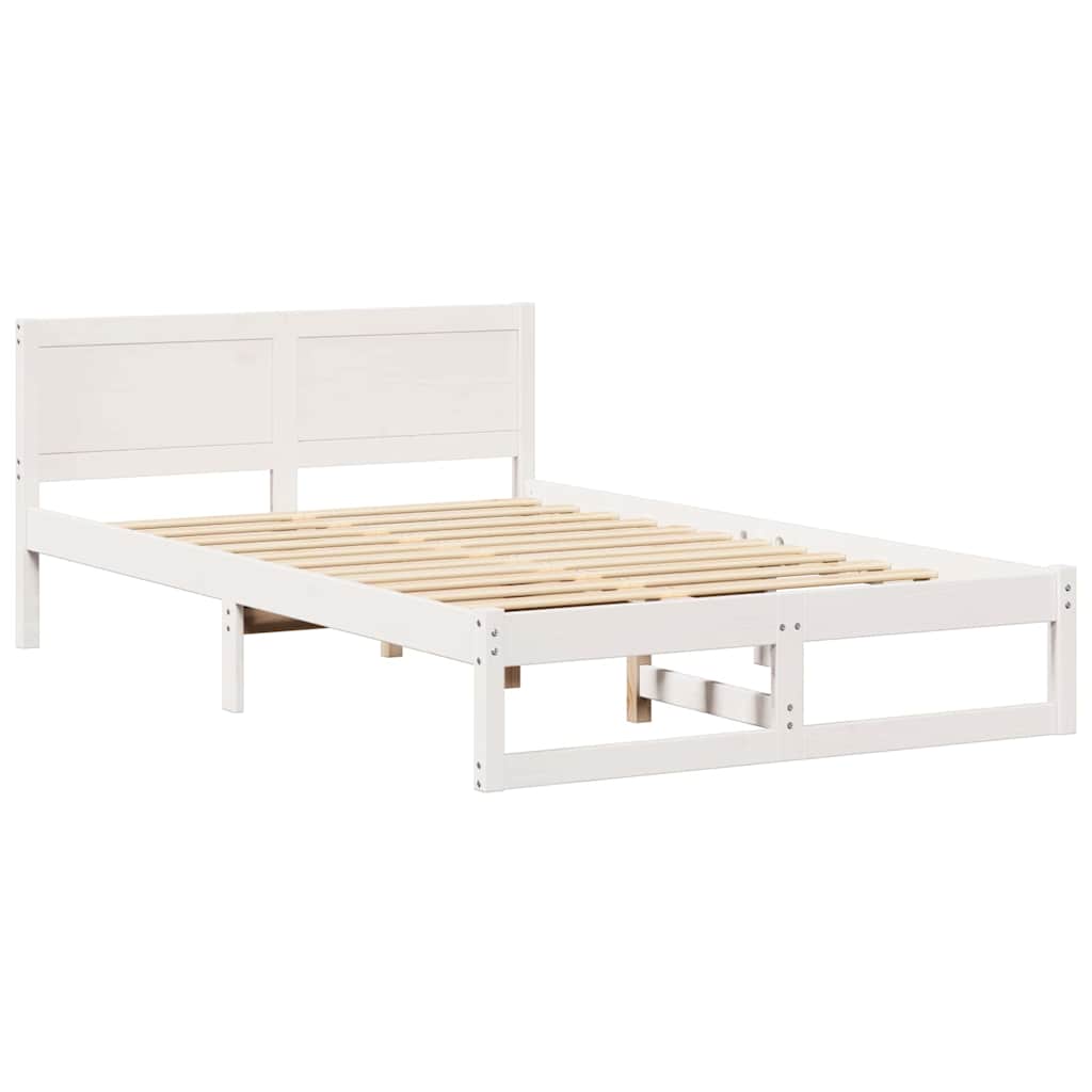 Estrutura da cama com cabeceira branco 140 x 190 cm