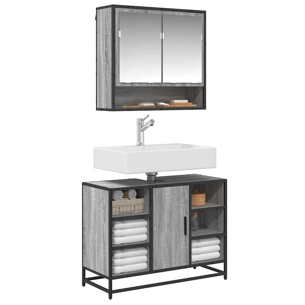 Armário p/ lavatório wc 80x33x60 cm deriv.madeira cinza sonoma