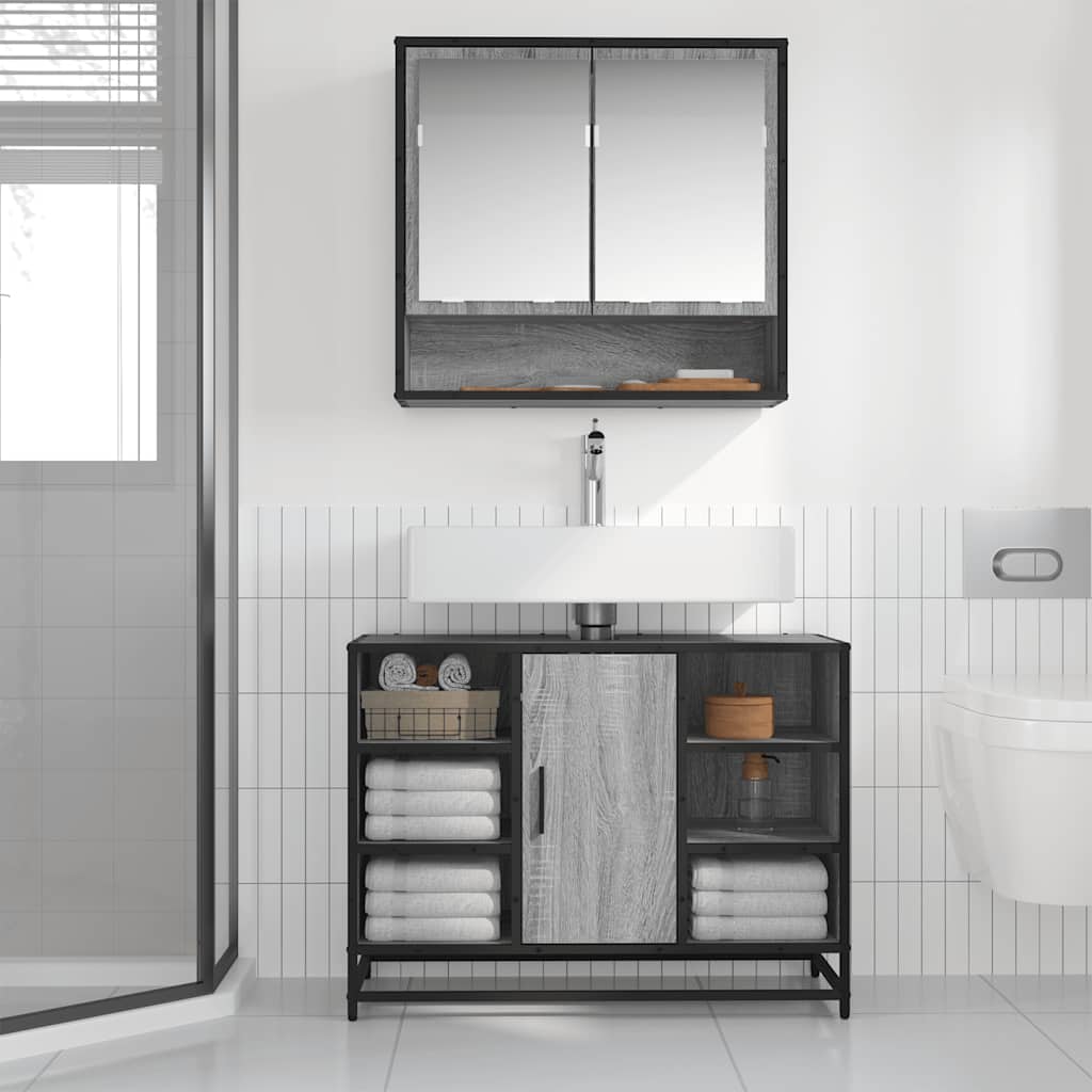 Armário p/ lavatório wc 80x33x60 cm deriv.madeira cinza sonoma
