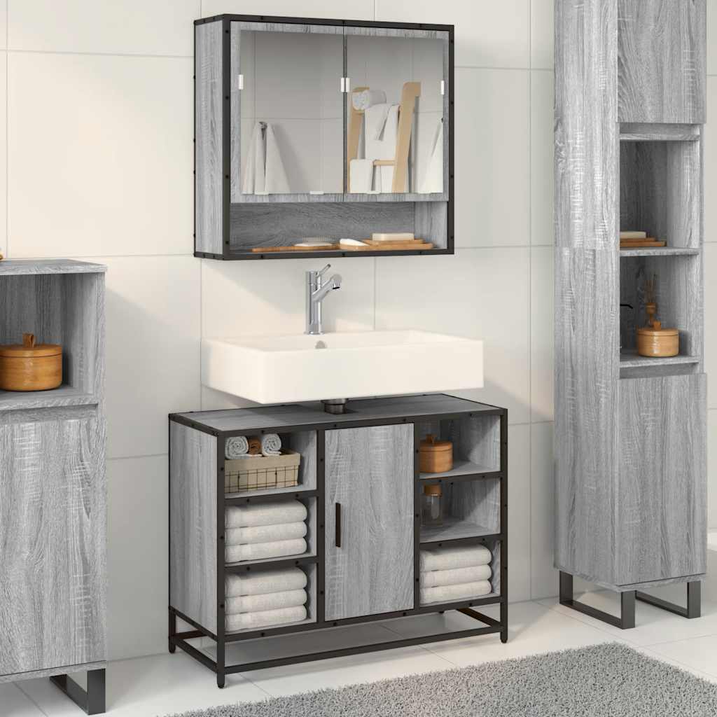 Armário p/ lavatório wc 80x33x60 cm deriv.madeira cinza sonoma