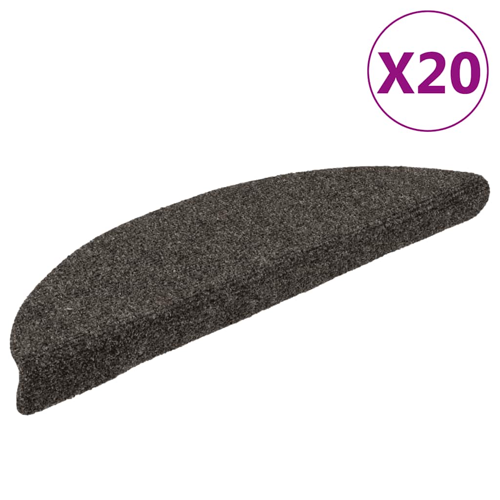 Tapetes de escada autoadesivos 20 peças 56x17x3 cm antracite meia-lua