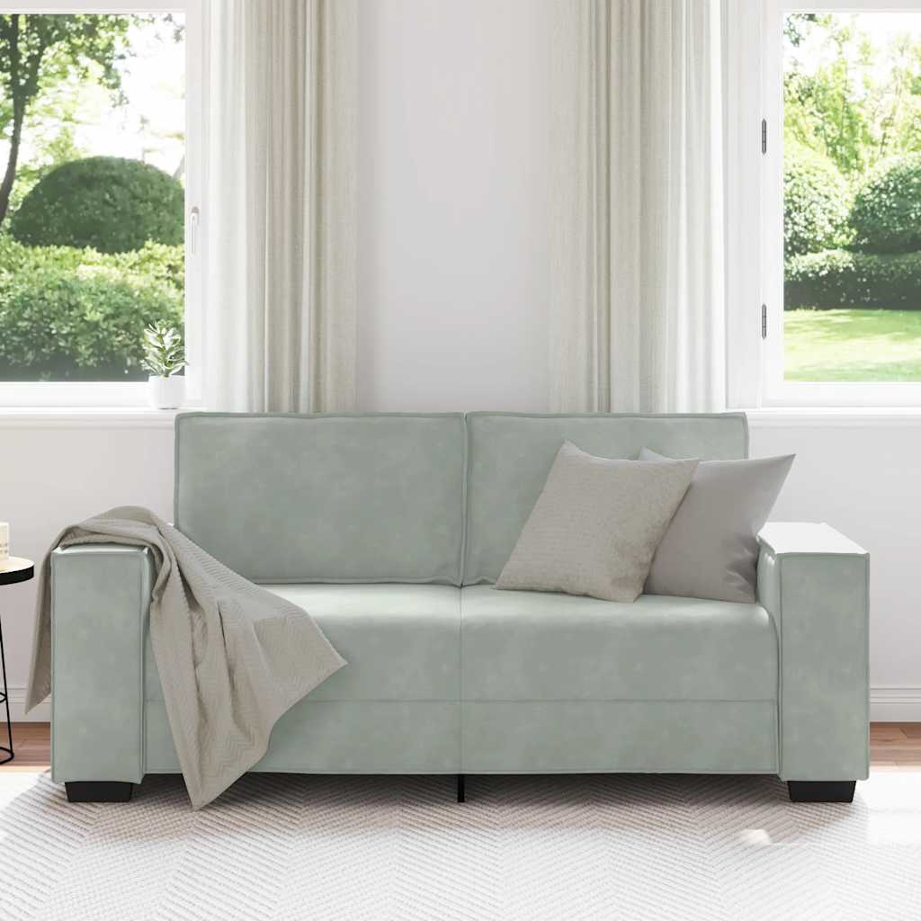 Sofá de 2 lugares cinza claro 180x78x84 cm em veludo