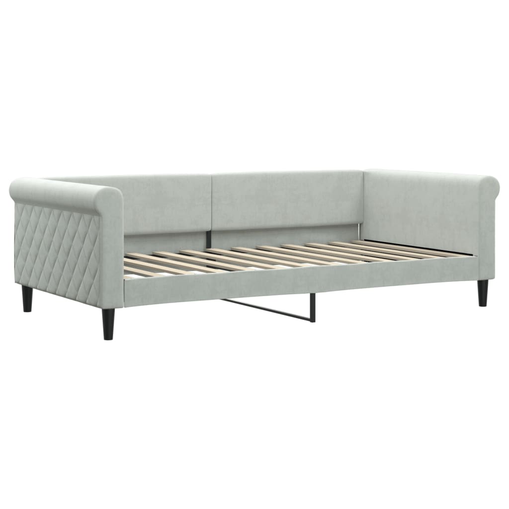 Sofá-cama c/ gavetão e gavetas 100x200 cm veludo cinzento-claro
