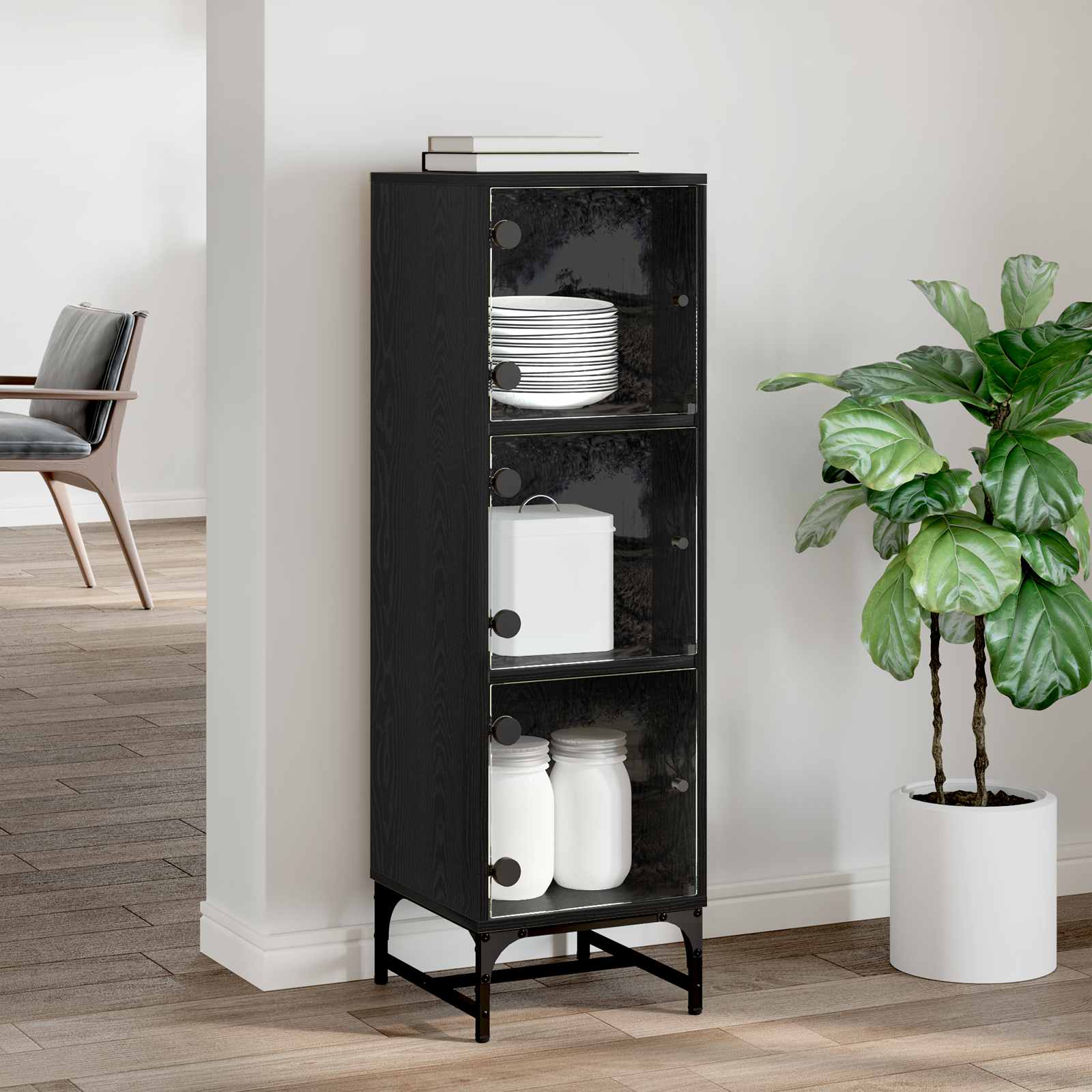 Buffet carvalho preto 35 x 37 x 117 cm