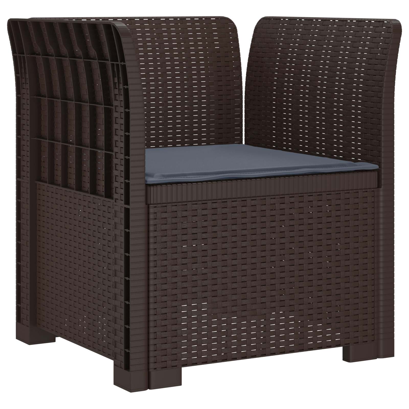 Poltrona 1 lugar com almofada look rattan PP castanho