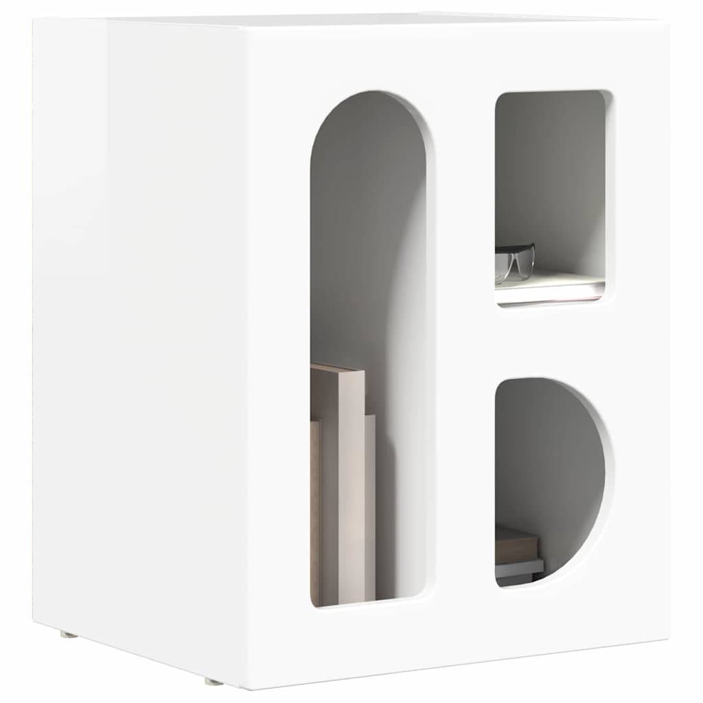Mesa-de-cabeceira elst branco brilhante 40 x 35 x 50 cm