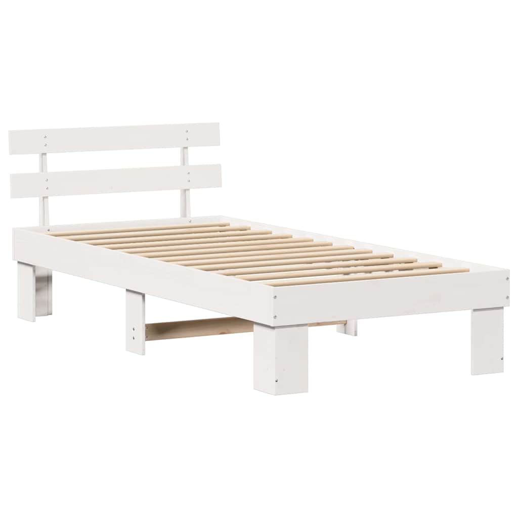 Estrutura da cama com cabeceira branco 100 x 200 cm